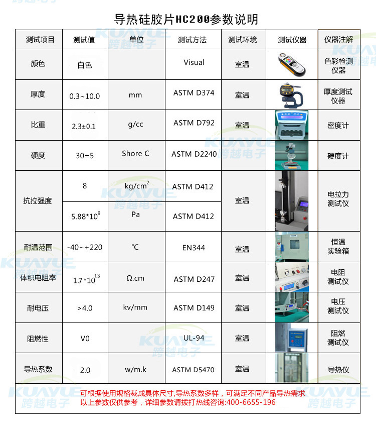 导热硅胶片参数表